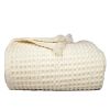 100% Cotton Waffle Weave Throw Blanket 50x60 inch Ivory Lightweight Soft and Breathable Throw Blanket for All Season Skin Friendly Blanket for Couch B