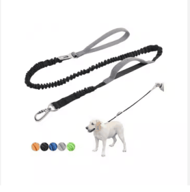 YT Pet Dog Explosion Proof Impact Leash, Heavy Duty Dog Leash With Padded Double Handle Car Seat Belts, 4-6 Feet Long (Option: M-Black)